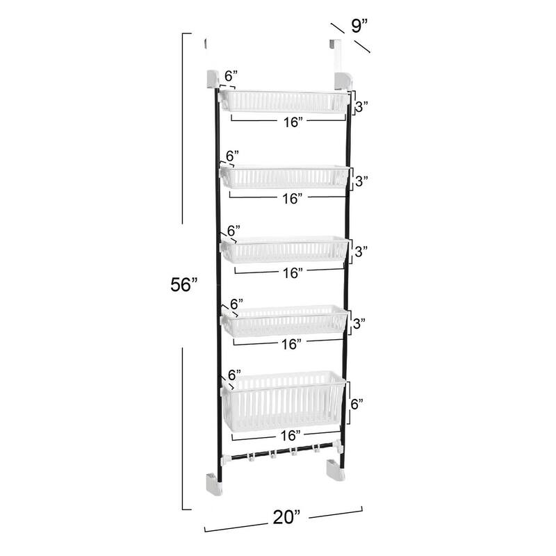Household Essentials Over the Door Basket Storage Rack - 5 Basket