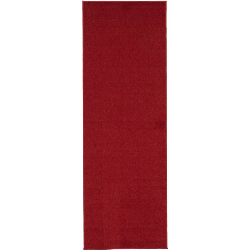 Sweet Home Stores Solid Aisle Hallway Kitchen Non-Slip Runner Rug - 20" X 59" - Red
