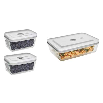ZWILLING Fresh & Save 3-pc Glass Food Storage Vacuum Containers Meal Prep Container - Small & Large Containers - Clear