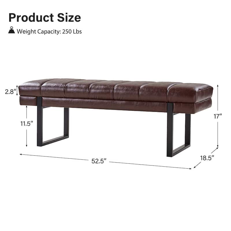 Laurens Modern 52.5'' Channel Tufted Bench with Mental Legs by HULALA HOME