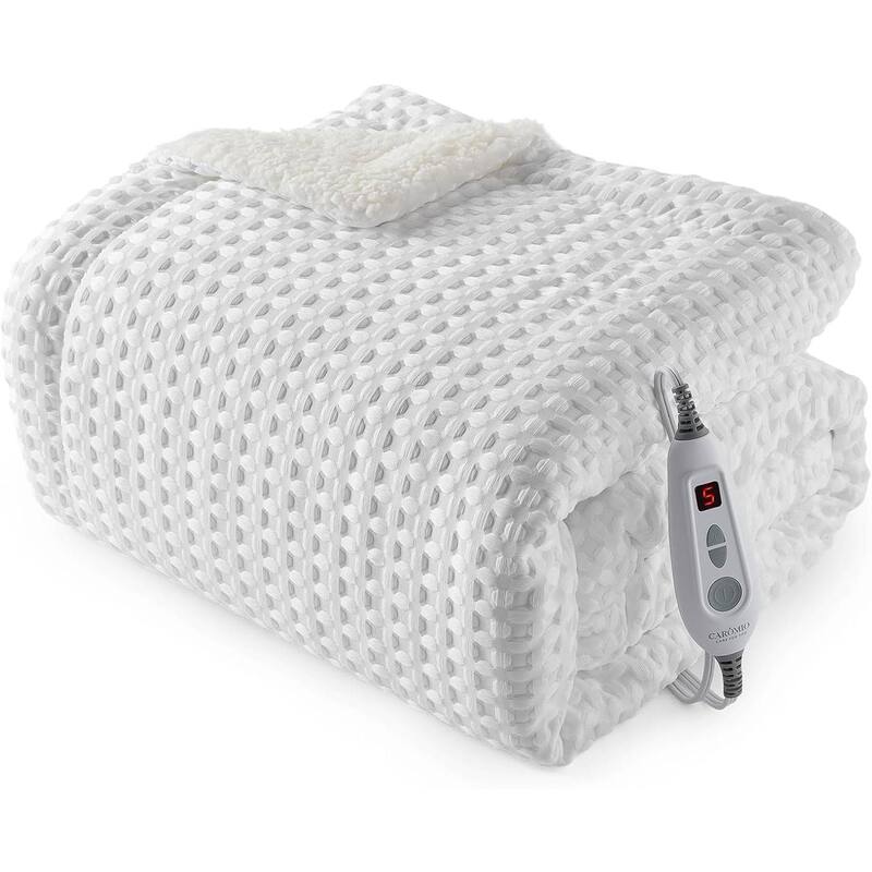 Heated Electric Blanket with LCD Dual Controller, White - 50"x60"