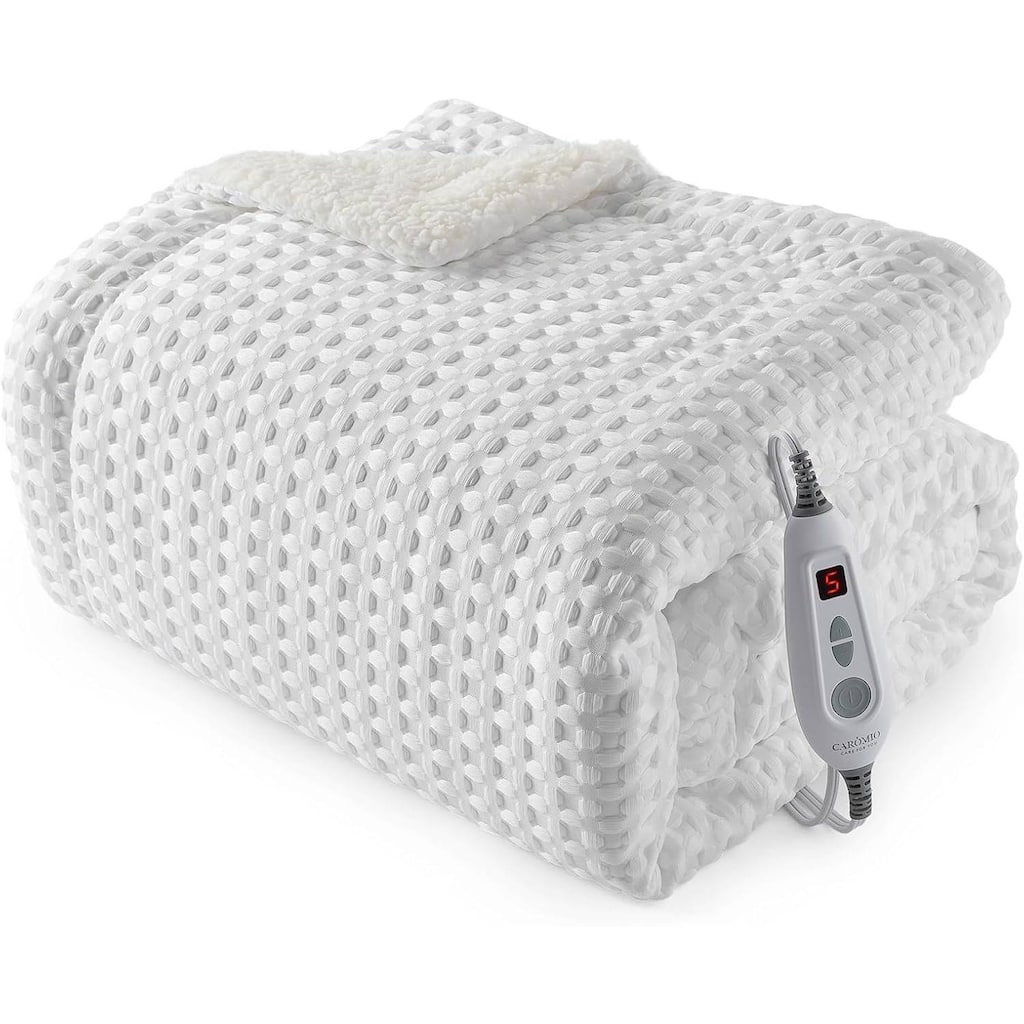 Heated Electric Blanket with LCD Dual Controller, White