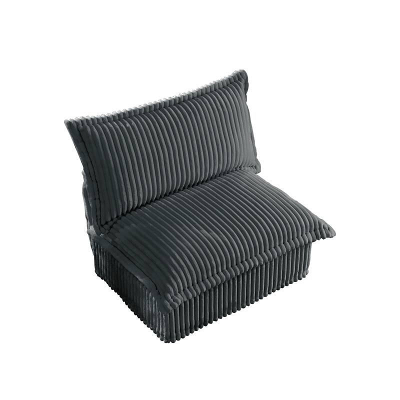 Single Corduroy Deep Seat Armless Accent Chair