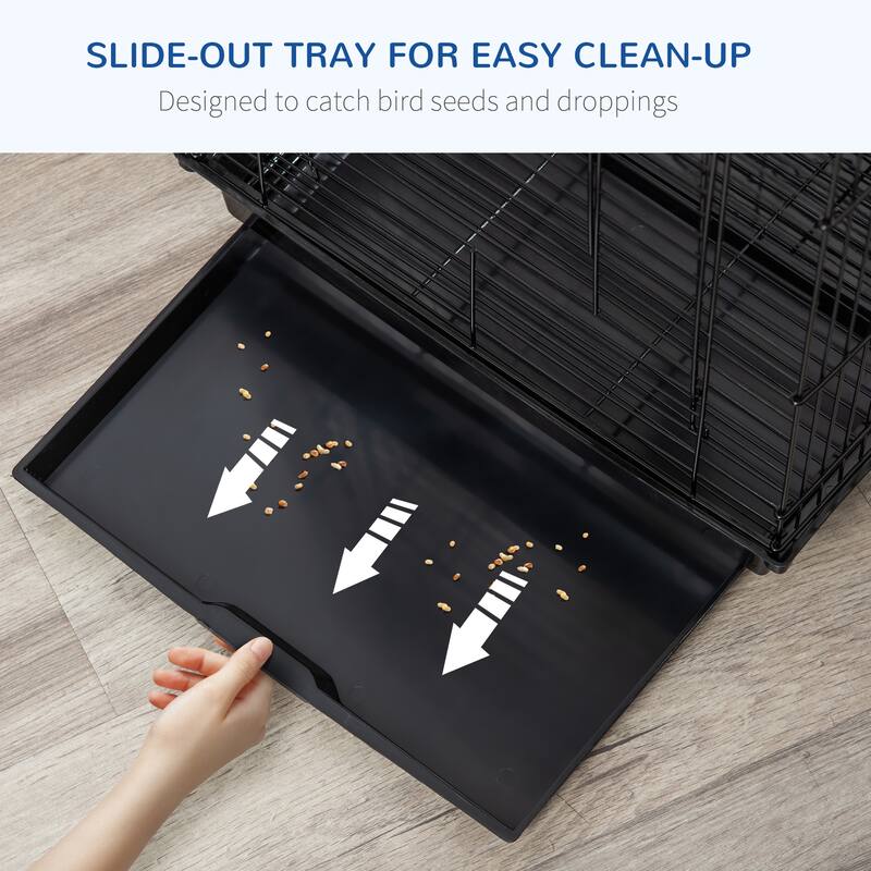 Bird Cage for Small Birds with Carry Handle and Perch on Roof - 15.75" L x 15.75" W x 23.25" H