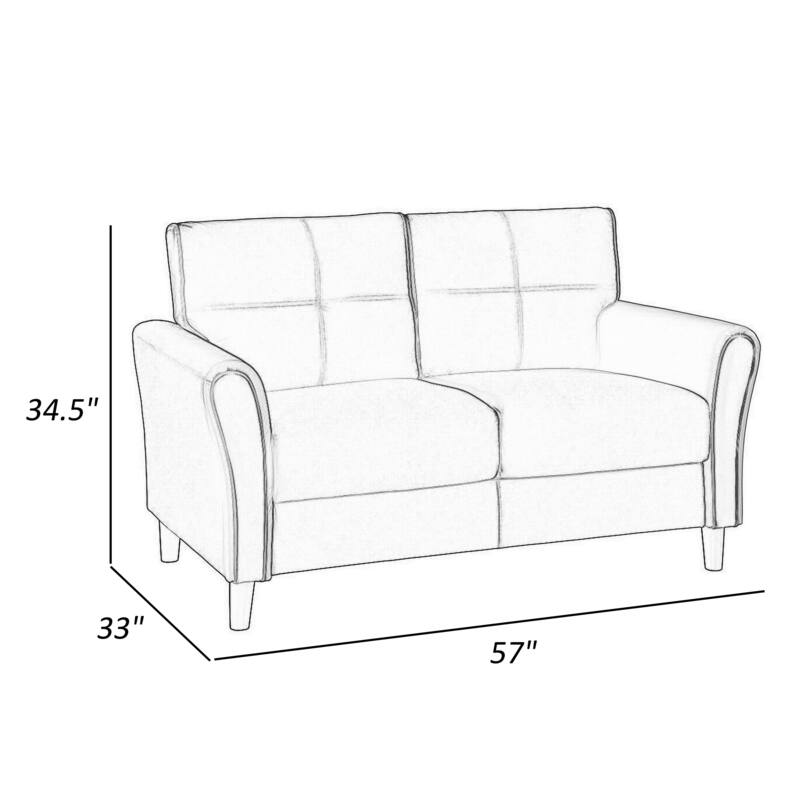 Sarah 57 Inch Loveseat, Brown Velvet, Tufted, Reversible Cushions, Wood