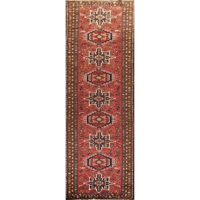 Geometric Gharajeh Persian Runner Rug Handmade Tribal Red Wool Carpet - 2'5"x 9'5"