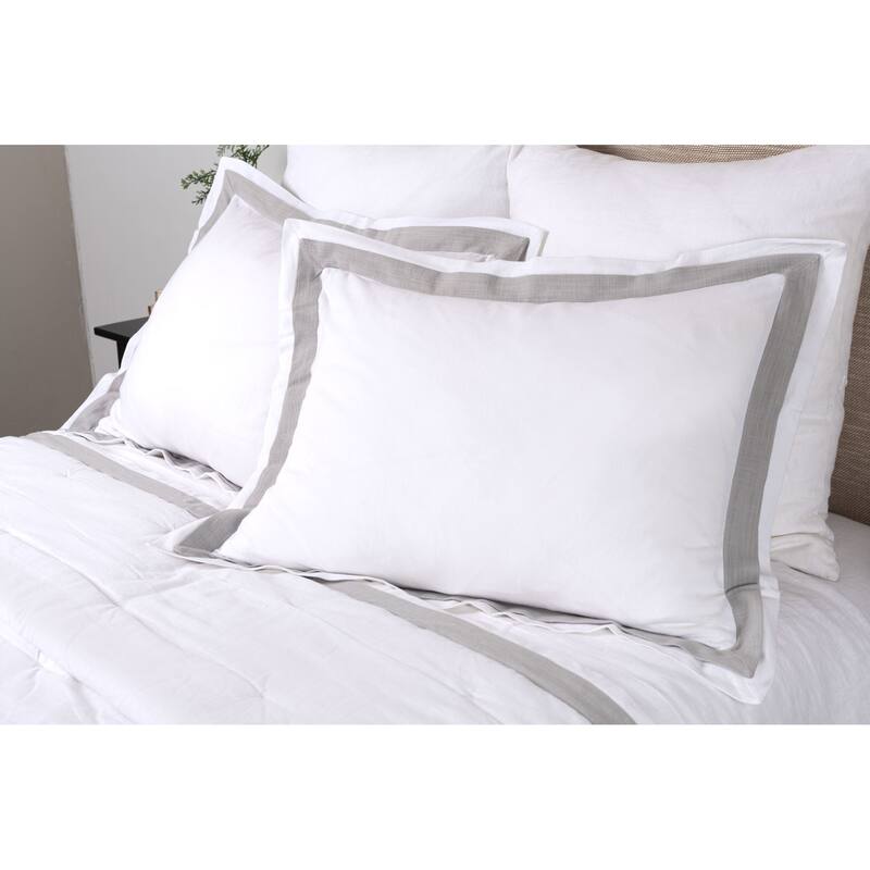 Orfeo Linen Comforter, White/Grey, Set