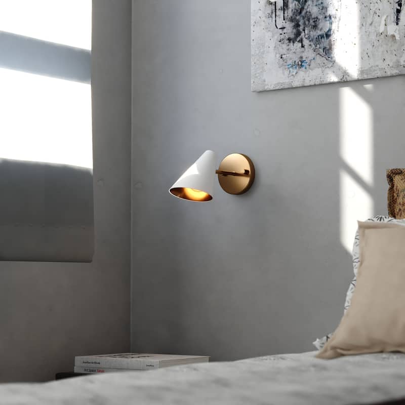 Pryce 1 Light Mid-Century Modern Wall Sconce Fixture with Metal Cone Shade