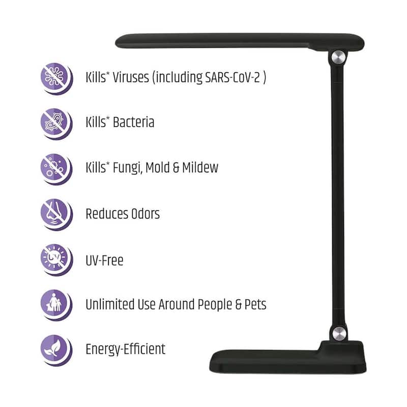 Brilli 15"H Bright-Clean Antimicrobial LED Desk Lamp Matte Black Finish with Wireless Charging