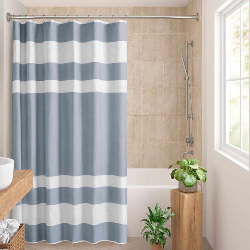 Madison Park Spa Waffle Shower Curtain with 3M Treatment - 72x78" - Blue