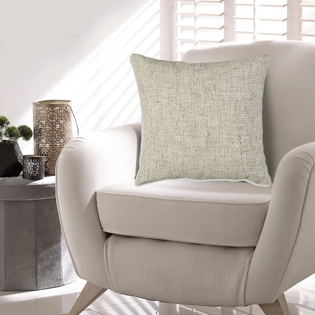 Throw Pillow Set of 4, 20 Inch, Woven Gray Design, Straight Edge, Polyester