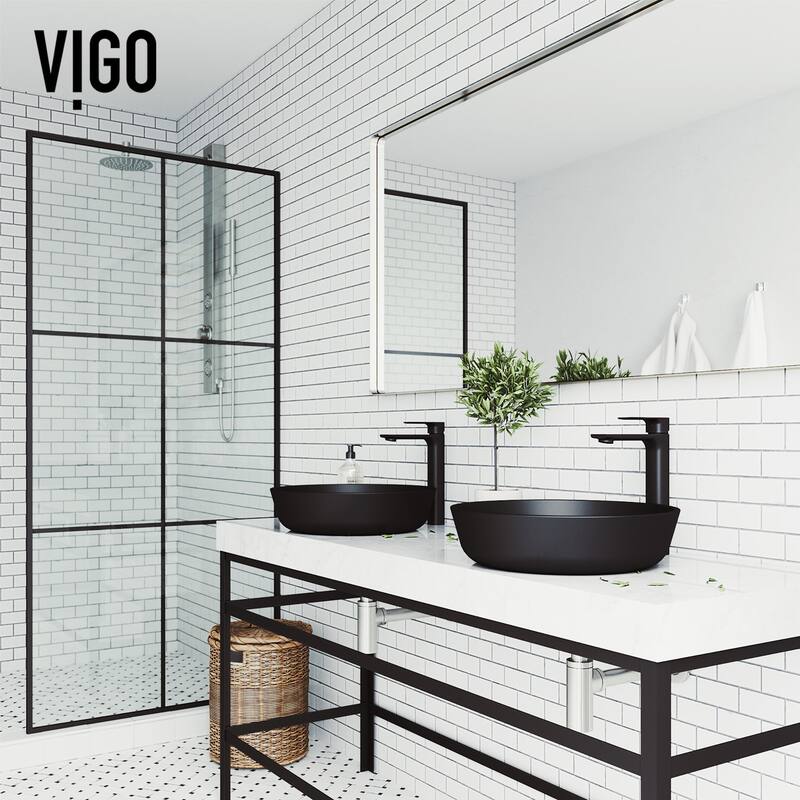 Vigo Modus 16-1/2" Circular Glass Vessel Bathroom Sink