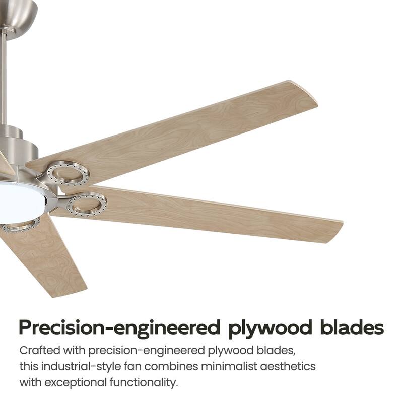 MLiAN 64 in. 6 Playwood Blade Dc Motor Indoor Downrod Gray Standard Ceiling Fan with Remote Integrated LED - 64''