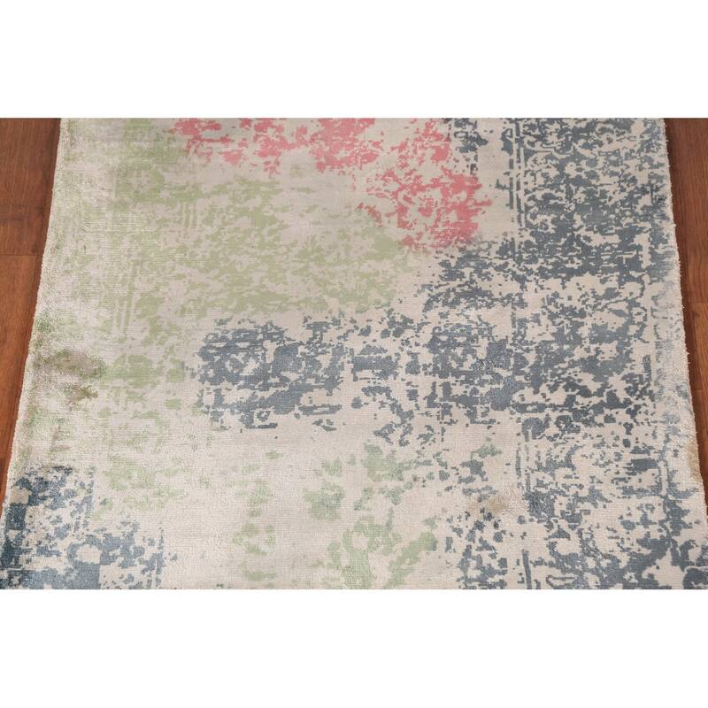 Colorful Abstract Contemporary Foyer Rug Handmade Wool Carpet - 3'1"x 6'4"