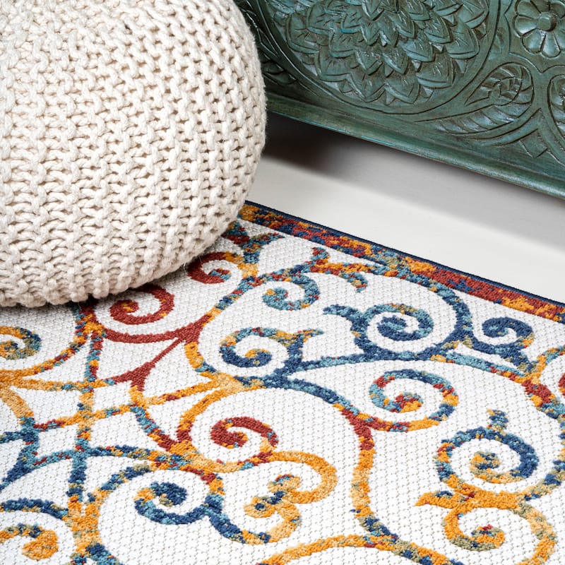 JONATHAN Y Cetara Scroll Trellis Indoor/Outdoor Area Rug