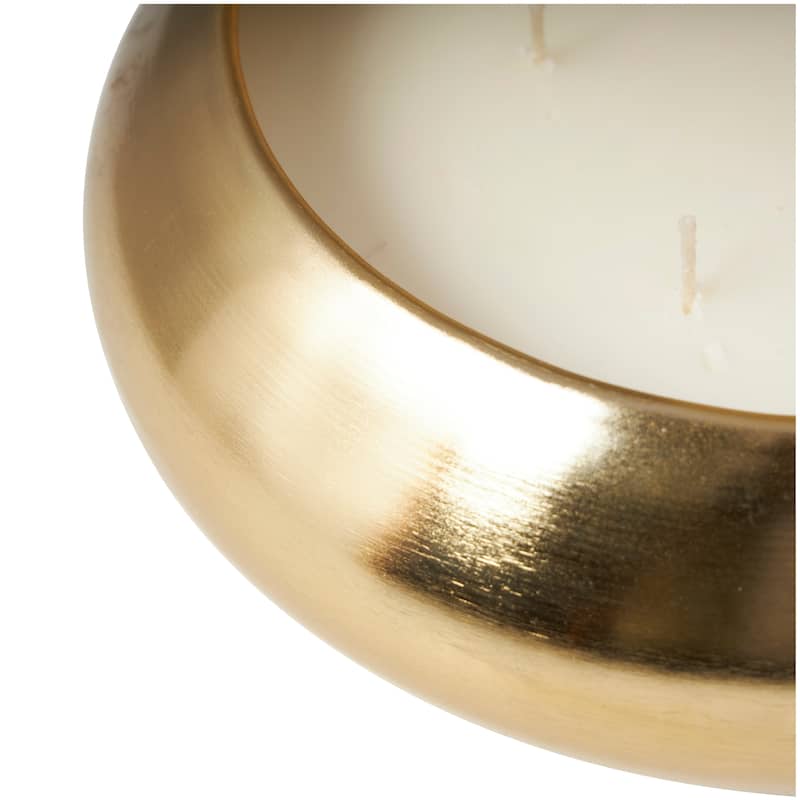 Gold Metal Jasmine Scented Wide Wick Candle with White Wax