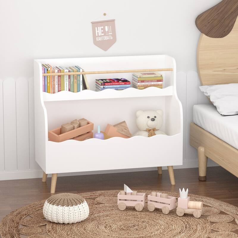 Kids Bookcaes, Children Book Organizer, Toy Storage Cabinet Organizer,White
