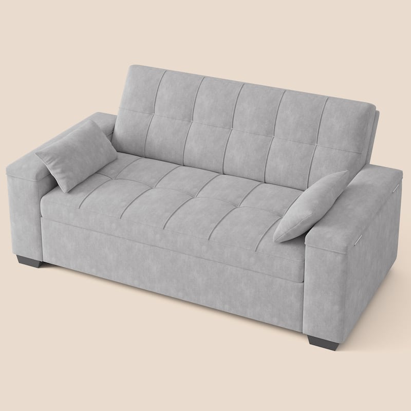 3 in 1 Convertible Sofa Bed Futon Couches with Reclining Backrest, Loveseat Sleeper Sofabed with Pull Out Couch