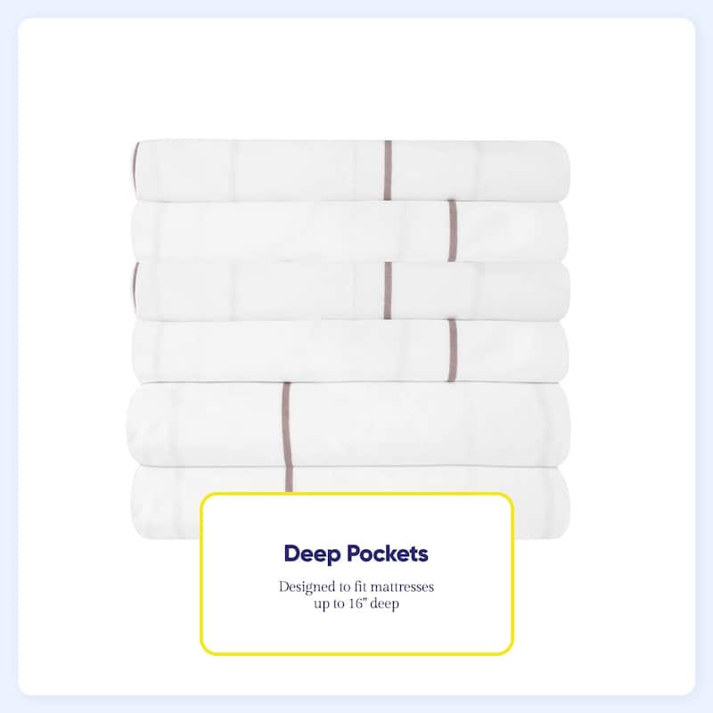 6 Piece Loft Collection Modern Classic Pinstripe Bed Sheet Sets