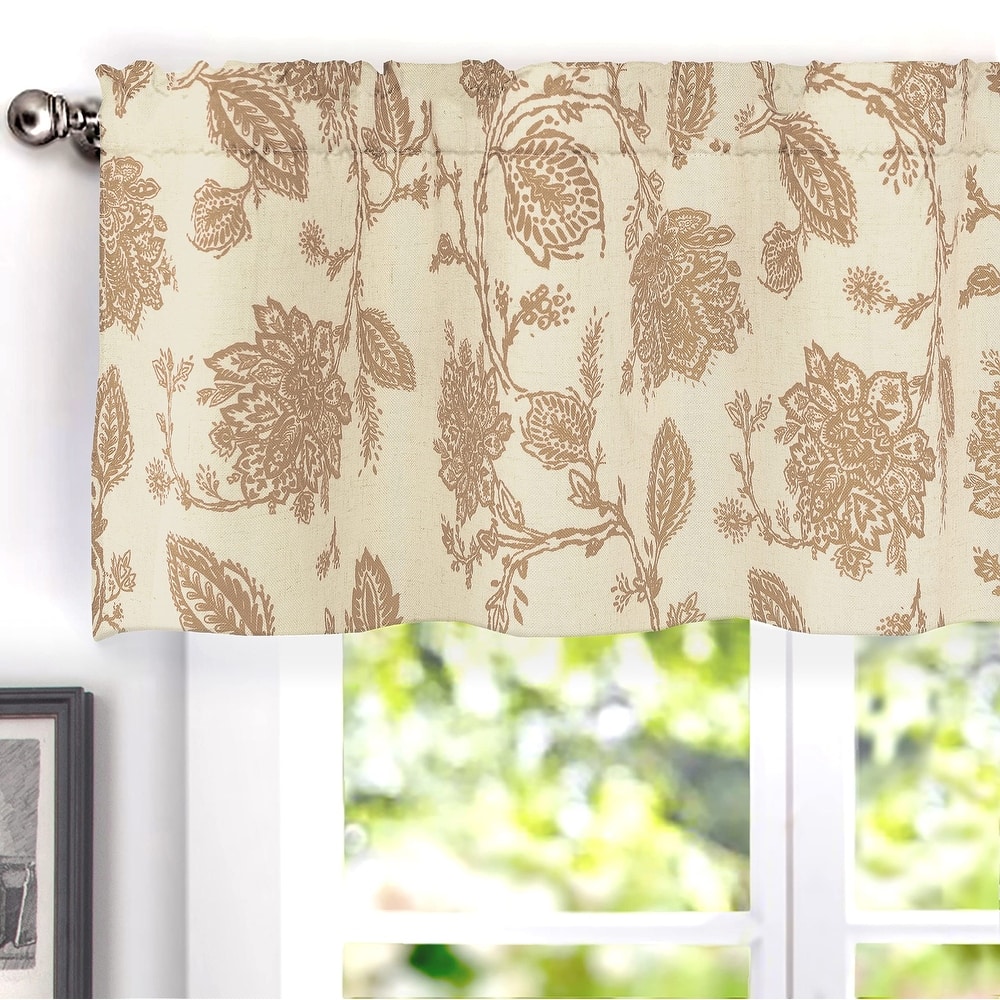 Porch & Den Oleson Jacobean Floral Linen Blend Blackout Window Valance - 52 x 18