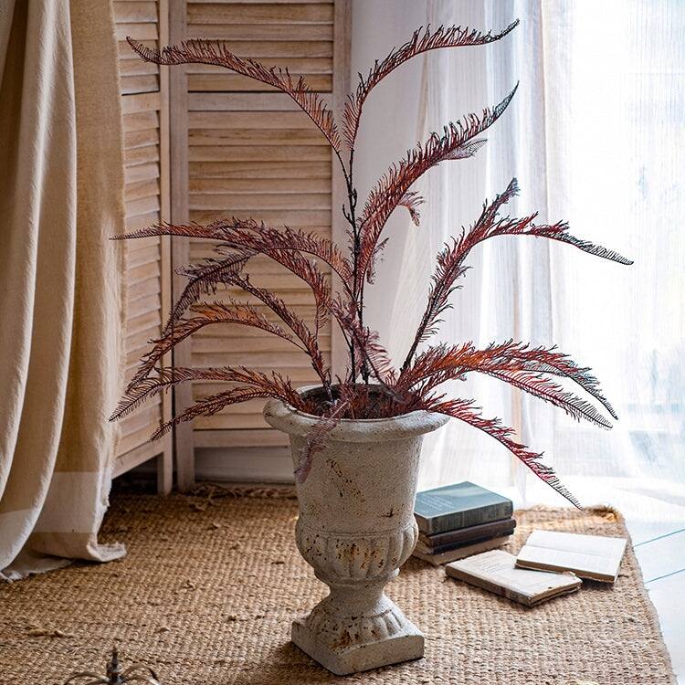 RusticReach Tall Red Brown Artificial Fern Leaf Stem 48" Tall