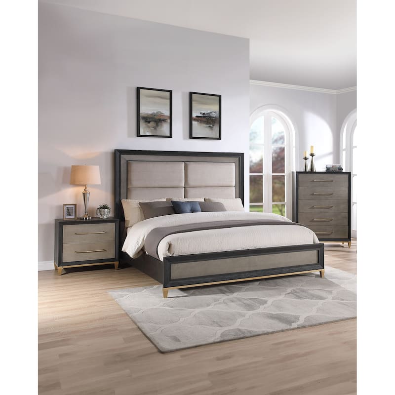 Sophisticated Nightstand with Two Drawers and Stylish Tapered Legs for Bedroom - Brown - 2-drawer