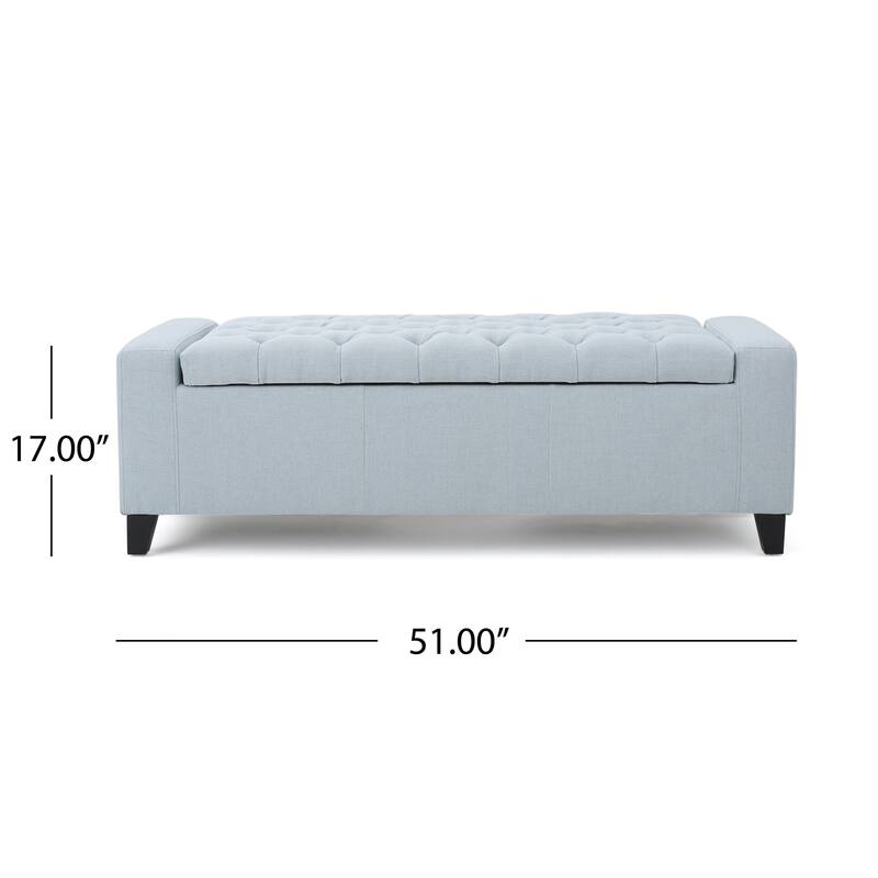 Modern Button-tufted Storage Ottoman Bench-Sky Blue