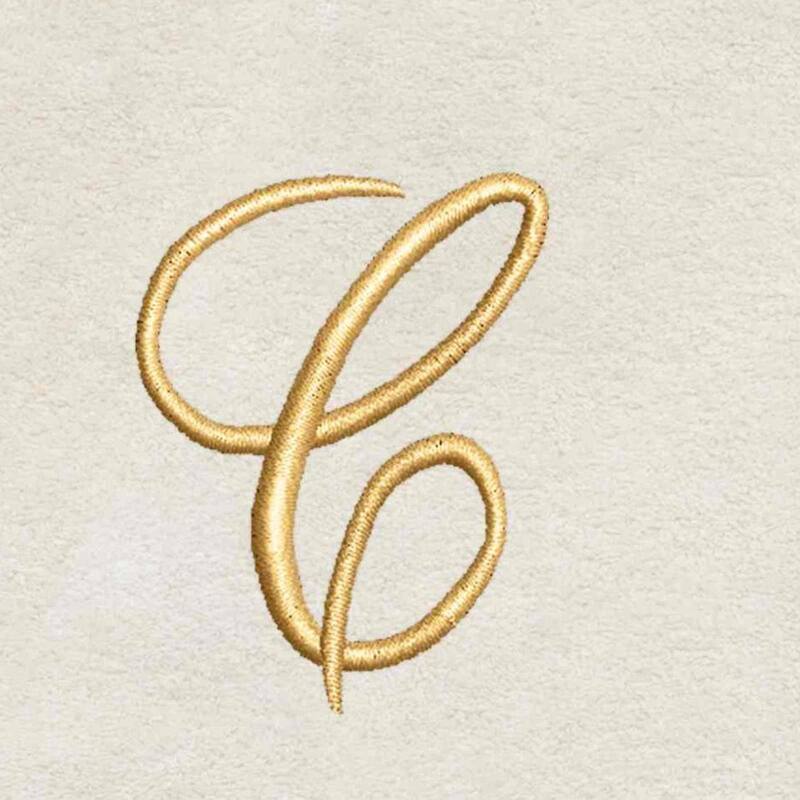 Avanti Linens Ivory/Gold Script Monogram Fingertip Towel Letter C - Fingertip Towel