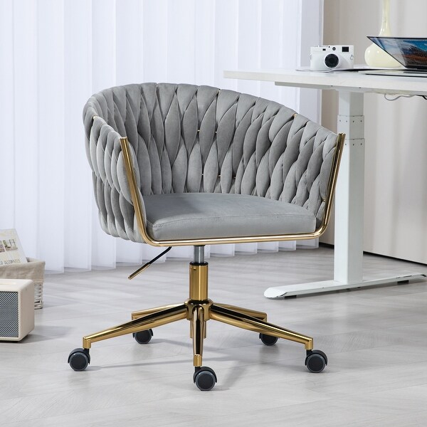 Grey Vanity Chairs Velvet Swivel Desk Chair with Wheels 360 Swivel Bed Bath Beyond 41029887