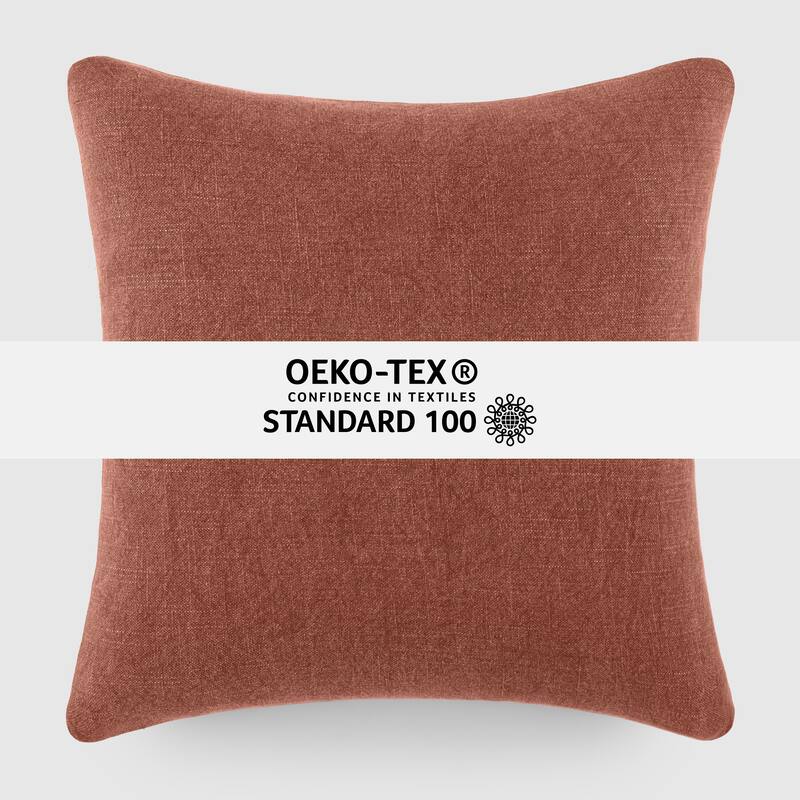 Washed and Distressed Cotton Decor Throw Pillow in Stone Washed