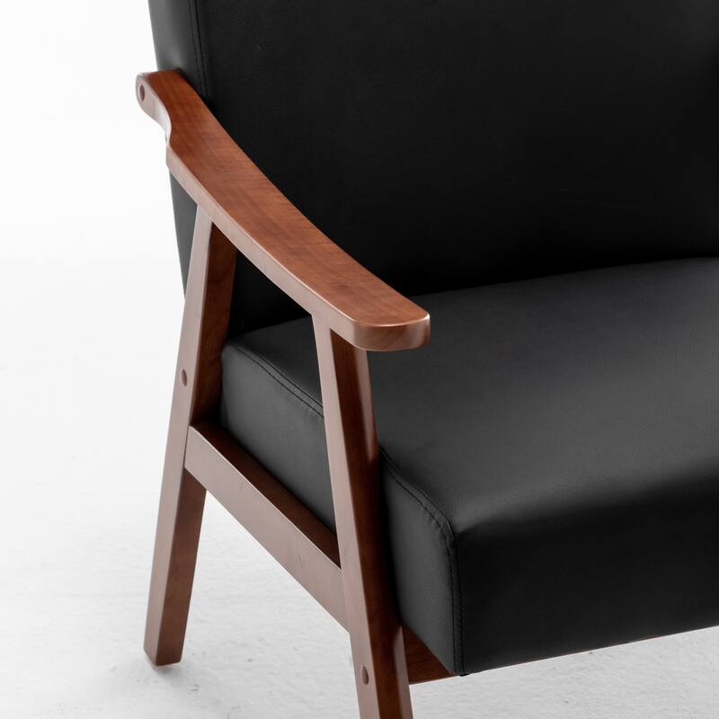 Mid-Century Modern Chair, Living Room Chair with Solid Wood Frame, Accent Chair Extra-Thick Backrest, Wingback Chair