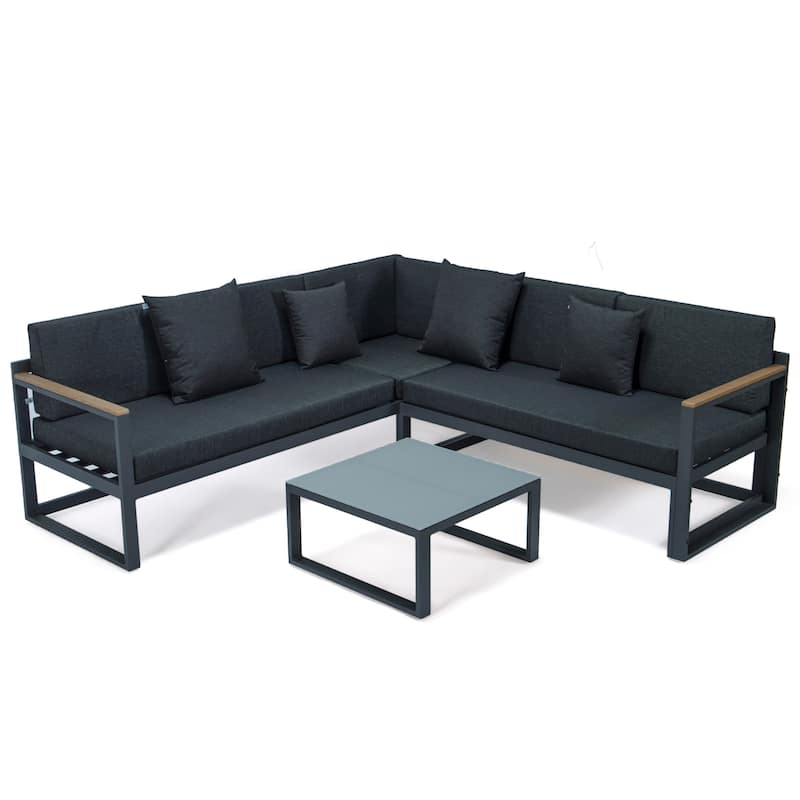 Chelsea 3-Piece Adjustable Headrest All-Weather Sectional Set in Aluminum Frame with Removable Cushion Covers for Indoor/Outdoor