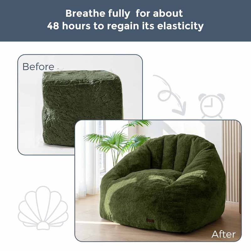 Giant Bean Bag Chair,Shell-Shaped Oversized Bean Bag Chair with Fille