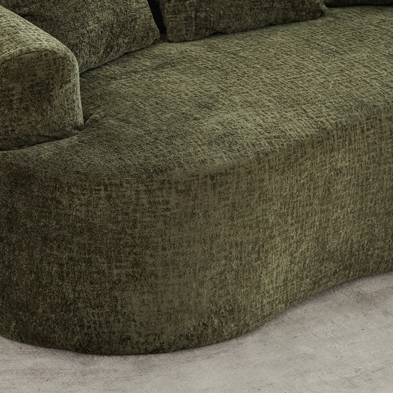 63.2" Modern Small Loveseat Sofa, Chenille Boneless Couch, Deep Seat Sofa with 3 Pillows