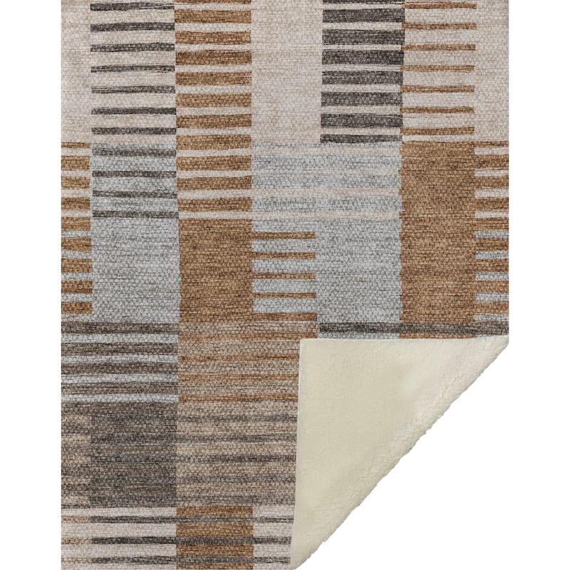 Premium Machine Washable Contemporary Sherpa Throw Blanket