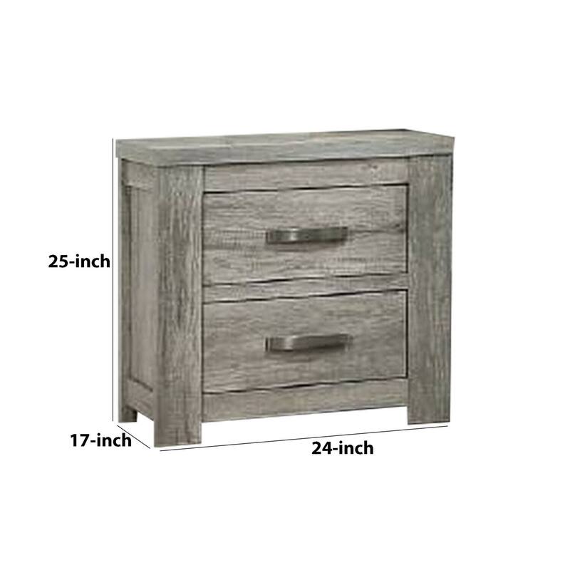 Gray 2 Drawer 17 in. W Nightstand with Bar Metal Handles