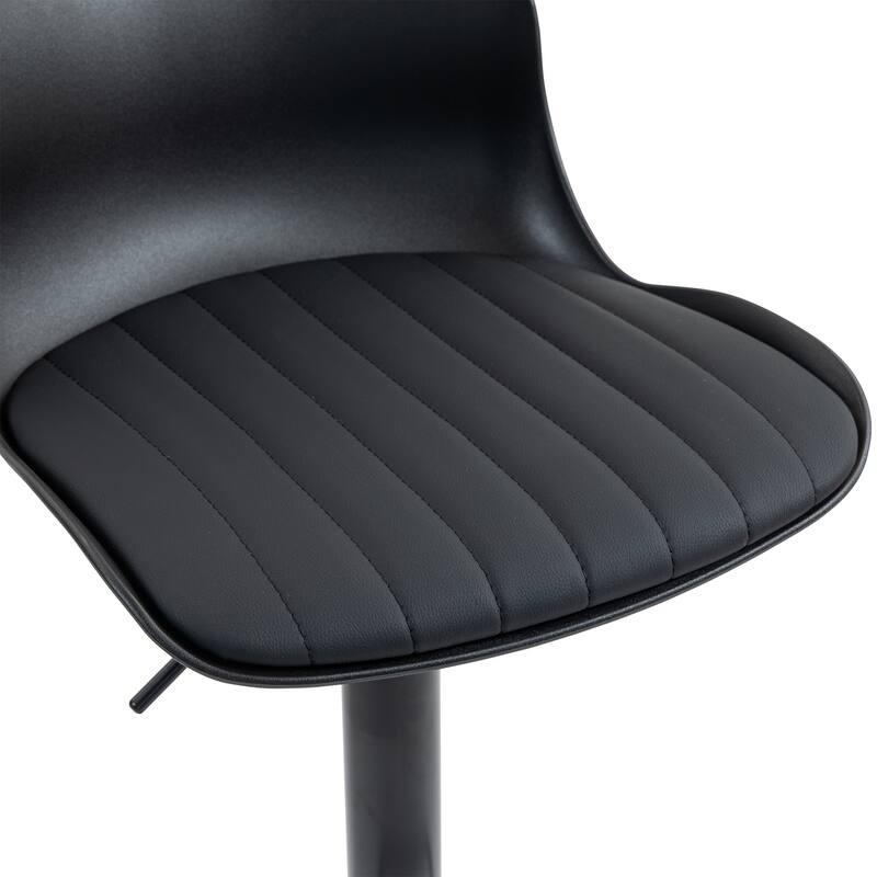 Counter Height Bar Stools Set of 2, Height Adjustable Swivel Bar Stools, Armless PU Leather Kitchen Island Chairs