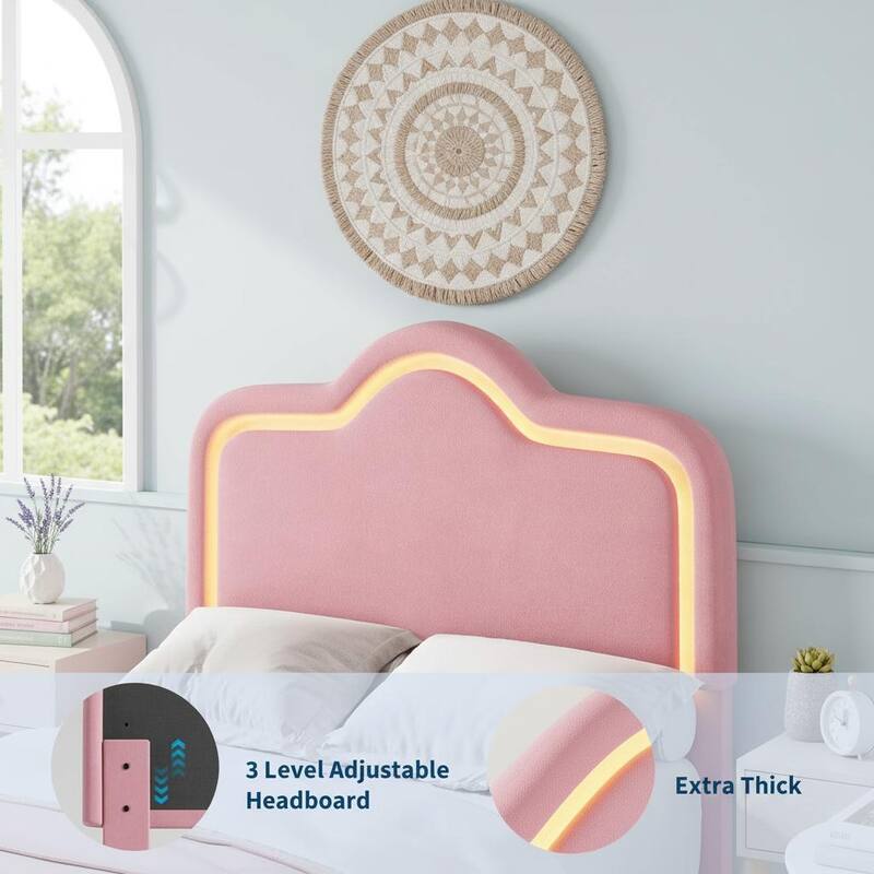 Bed Frame, Adjustable LED Headboard and Footboard