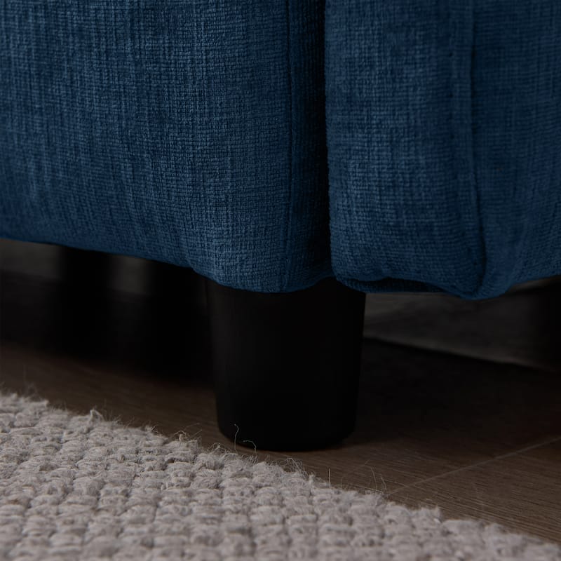 Chenille Upholstered L-shaped Sectional Sofa 3 Seater Modular Couch with Ottoman, Pillows and Double Layer Seat Cushions