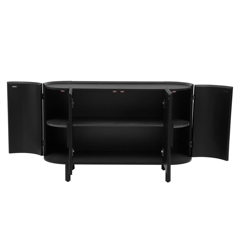 Light Luxury Sideboard with Adjustable Shelves, Curved Design Storage Buffet Cabinet for Living Room/Kitchen/Entryway/Hallway