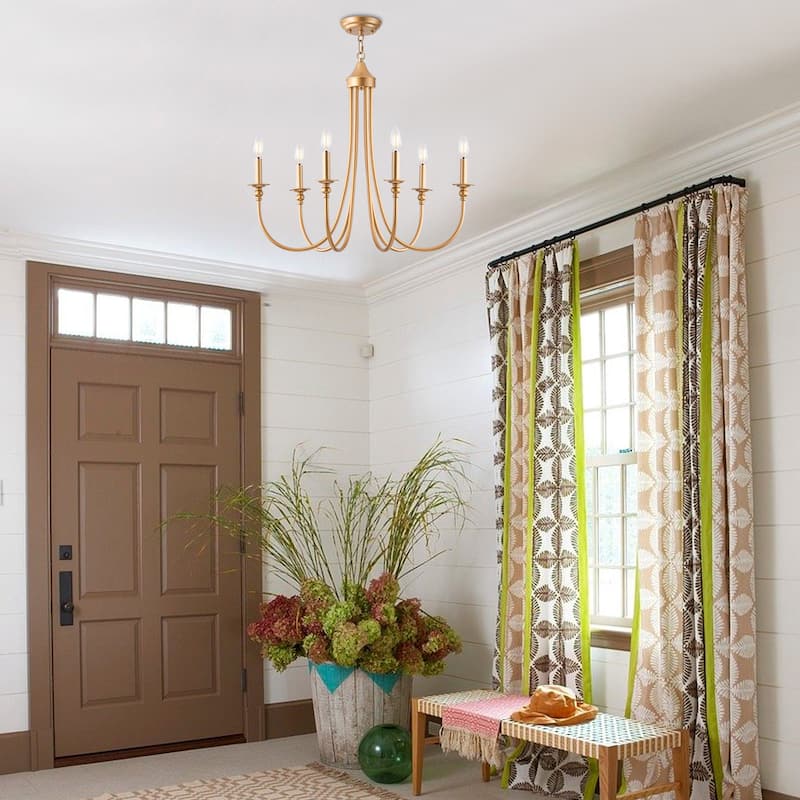 6-Light Farmhouse Antique Candlestick Dining Room Chandelier Fixture