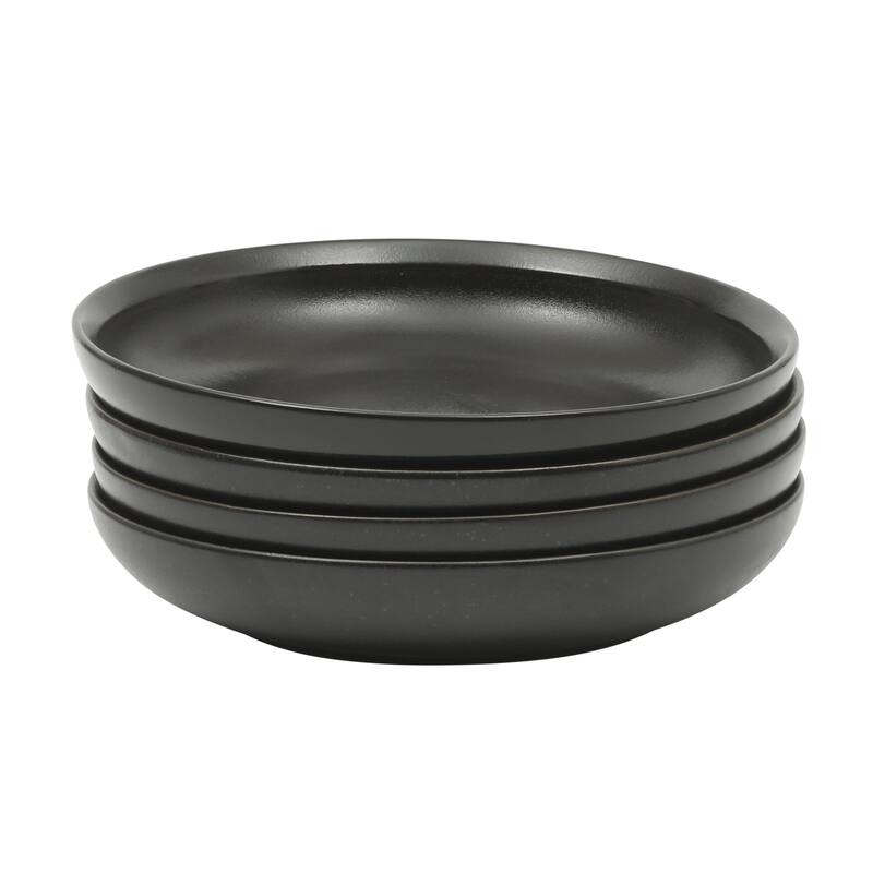 Gibson Elite Beckett 4-Piece Dinner Bowl Set - Reactive Glaze Stoneware - Shallow Pasta Bowls