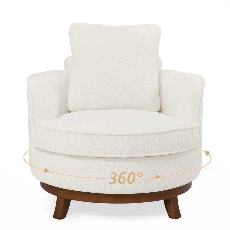 Set of 2 Comfortable Upholstered Swivel Chair with Soft Chenille and Wood Base