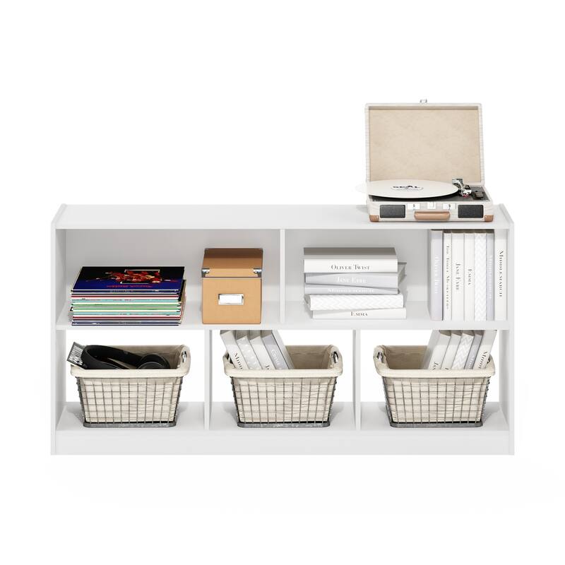 23.62 in. Tall White Wood 5-Shelf Bookcase