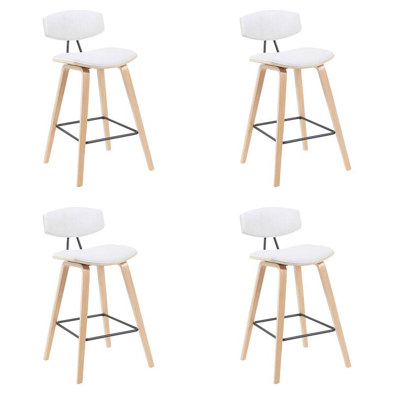 Fox Mid-Century Bar Stool, Upholstered Counter Height Chair with Bentwood Legs