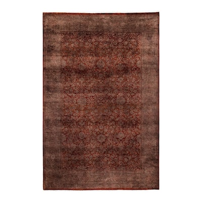 Overton Hand Knotted Wool Vintage Inspired Modern Contemporary Overdyed Brown Area Rug - 4' 1" x 6' 3"