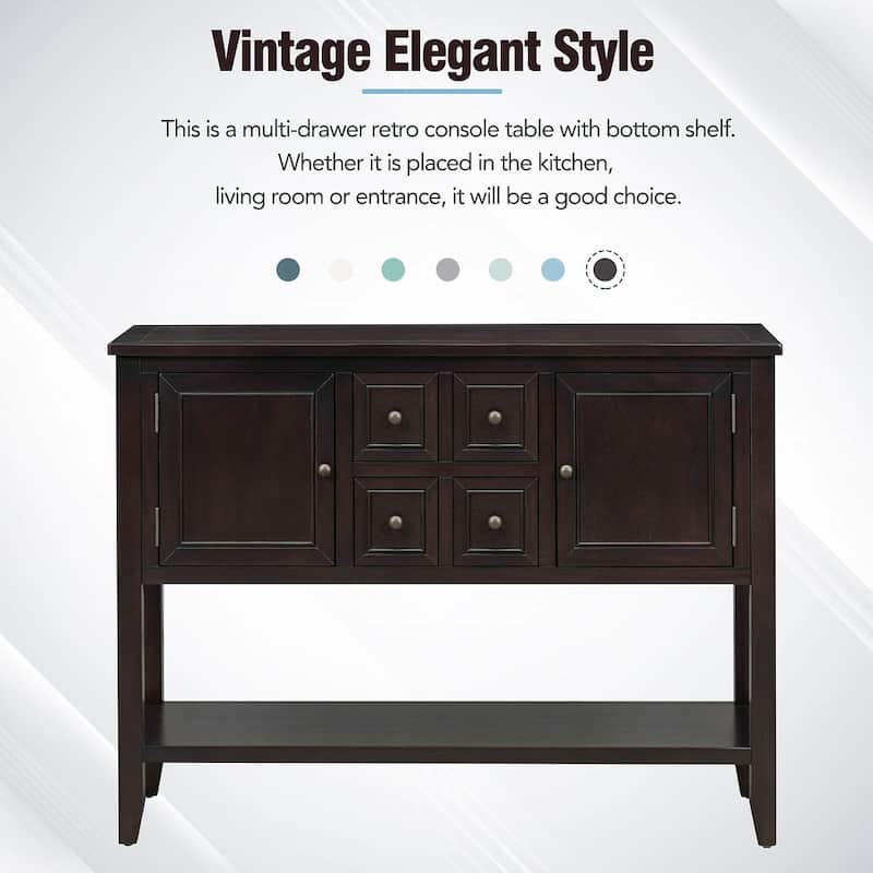 46 "W Modern Vintage Storage Dresser with Four Small Drawers and Bottom Shelf