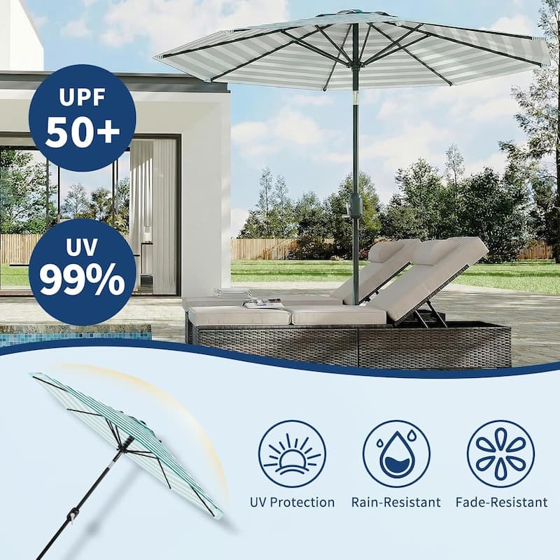 Outdoor 10FT Stripe Outdoor Patio Umbrella, UV Protection Waterproof for Pool Deck Yard