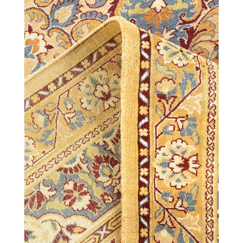 Overton Handknotted Wool Traditional Oriental Yellow Area Rug - 9' x 12'