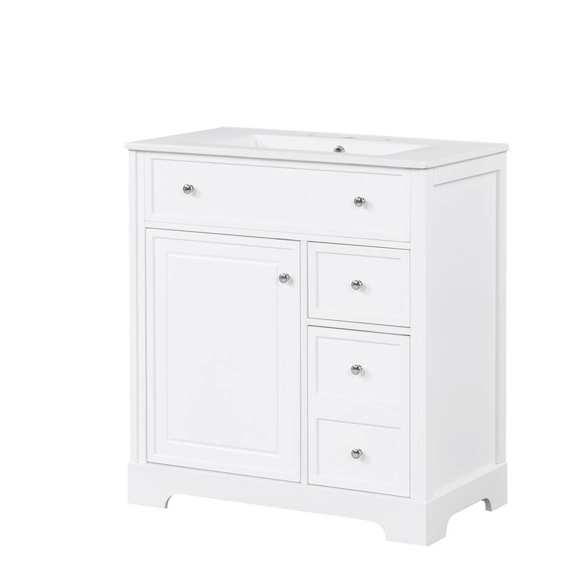 Modern Freestanding Bathroom Vanity with One Cabinet, Two Drawers, and Painted Finish - 30in L